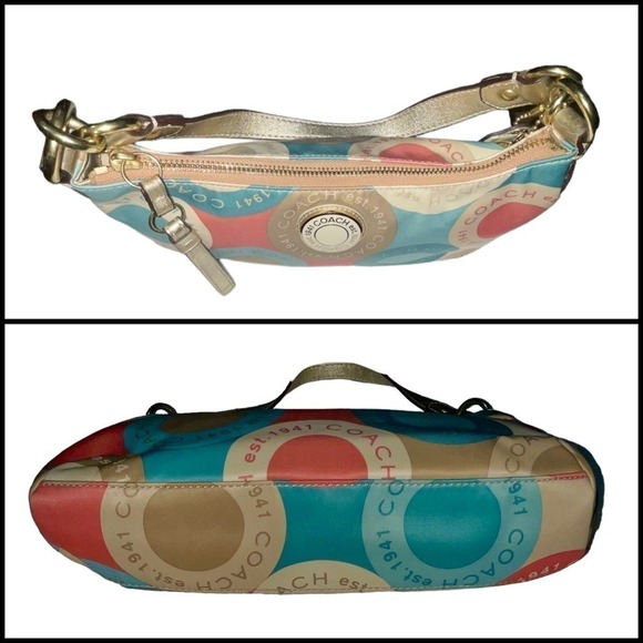 Coach Rare Snaphead Multicolor Satin Signature Print Leather Trim CrossBody Bag - Picture 9 of 15